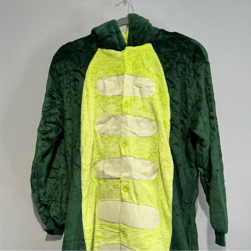 Green Dinosaur Onesie Costume Cosplay Cozy Size Medium - Picture 10 of 14